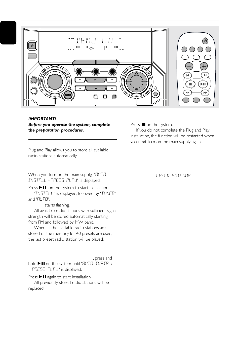 Basic functions, Plug and play, 12 english | Motorola FW-C155 User Manual | Page 12 / 27