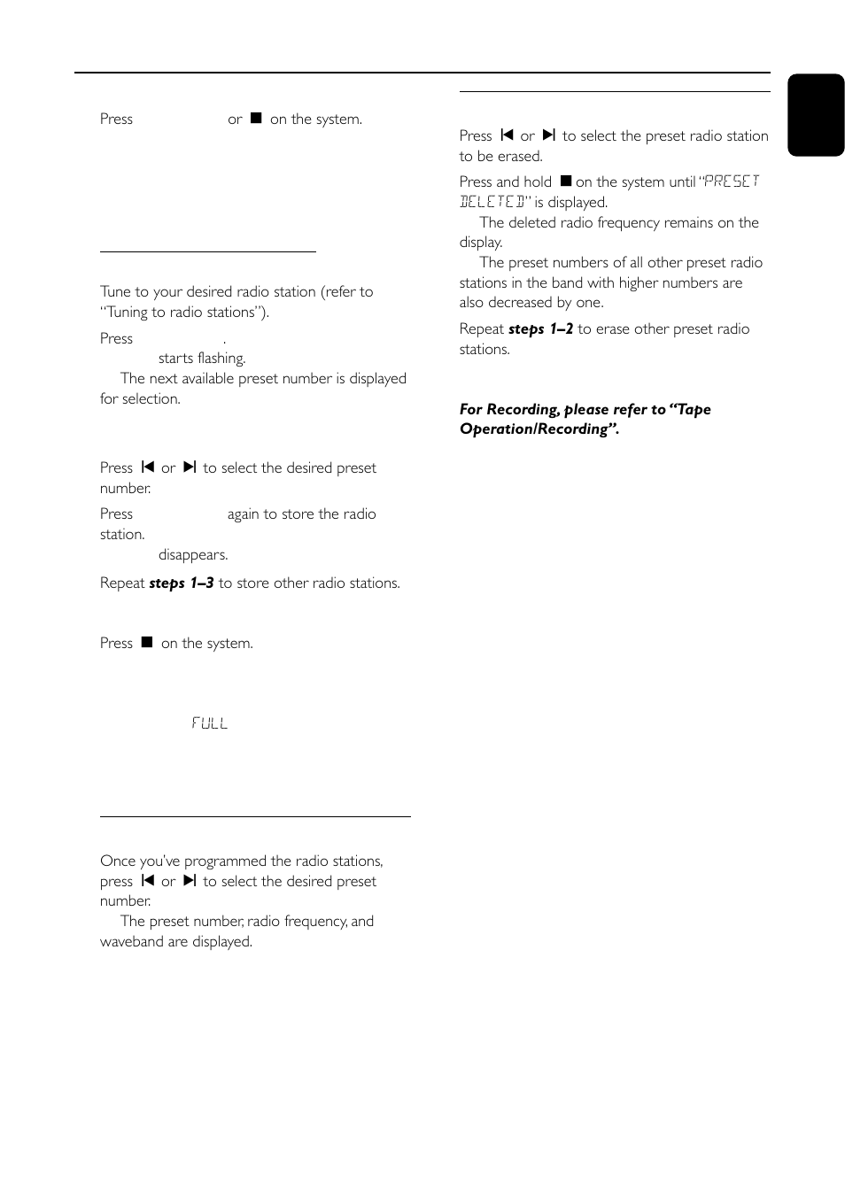 Radio reception | Motorola FW-C155 User Manual | Page 19 / 27