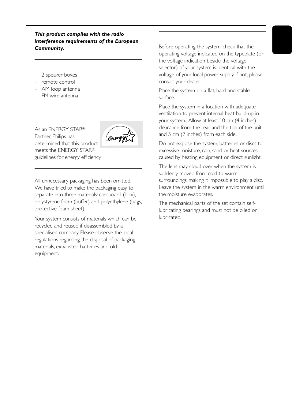 General information, Supplied accessories, Acknowledgement | Environmental information, Safety information | Motorola FW-C155 User Manual | Page 7 / 27