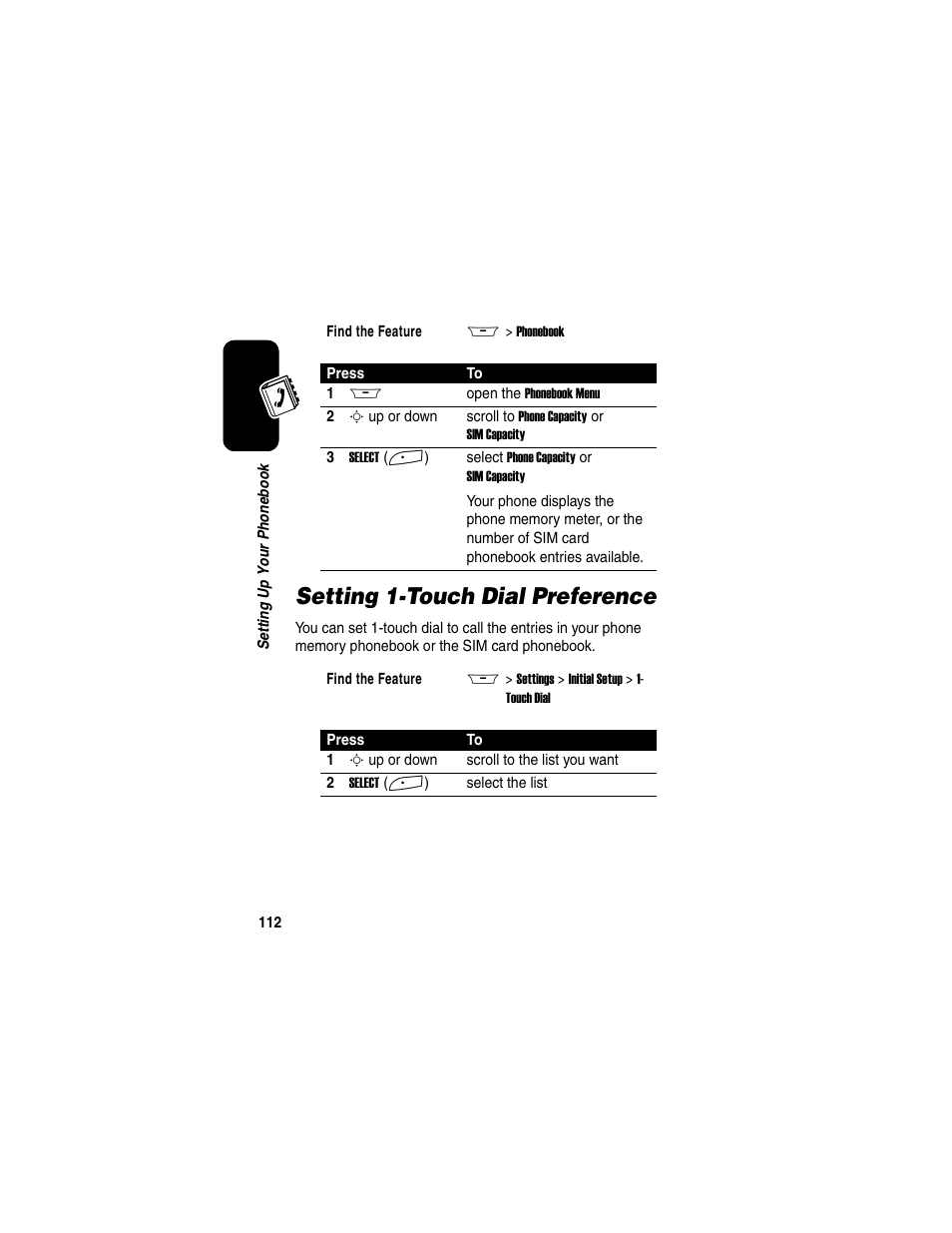 Setting 1-touch dial preference | Motorola A845 User Manual | Page 114 / 234