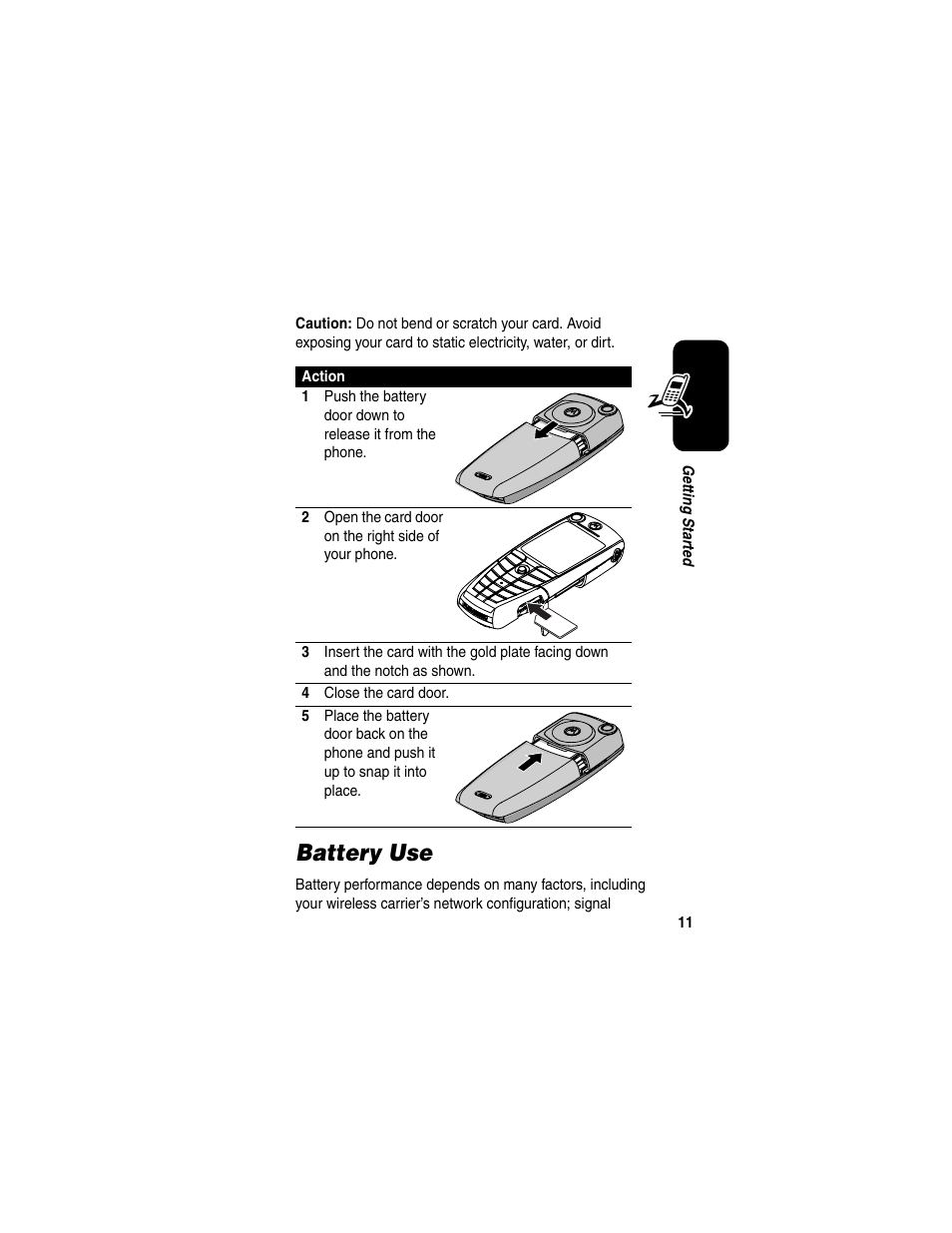 Battery use | Motorola A845 User Manual | Page 13 / 234