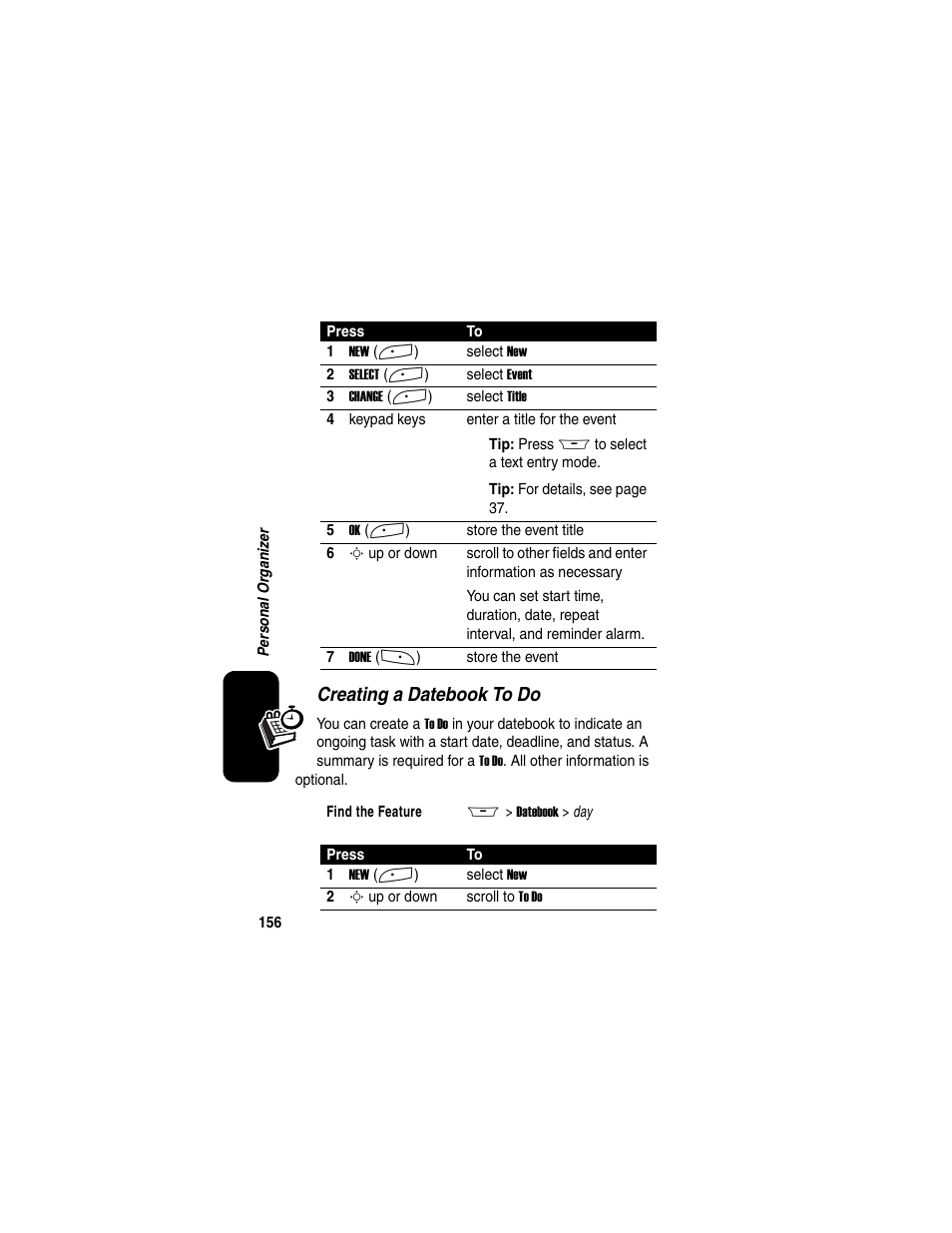 Creating a datebook to do | Motorola A845 User Manual | Page 158 / 234