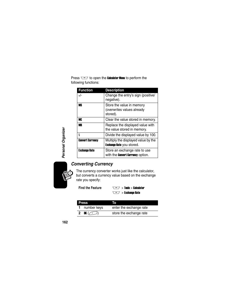 Converting currency | Motorola A845 User Manual | Page 164 / 234