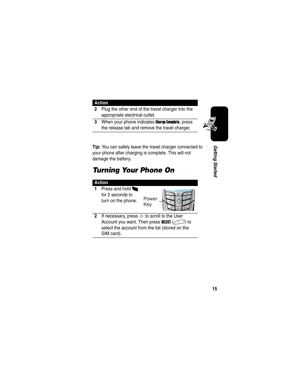 Turning your phone on | Motorola A845 User Manual | Page 17 / 234