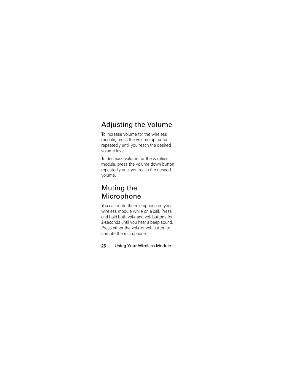 Adjusting the volume, Muting the microphone, Adjusting the volume muting the microphone | Motorola HS830 User Manual | Page 28 / 146