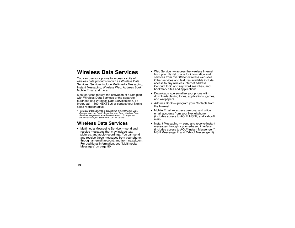 Wireless data services | Motorola i275 User Manual | Page 112 / 207