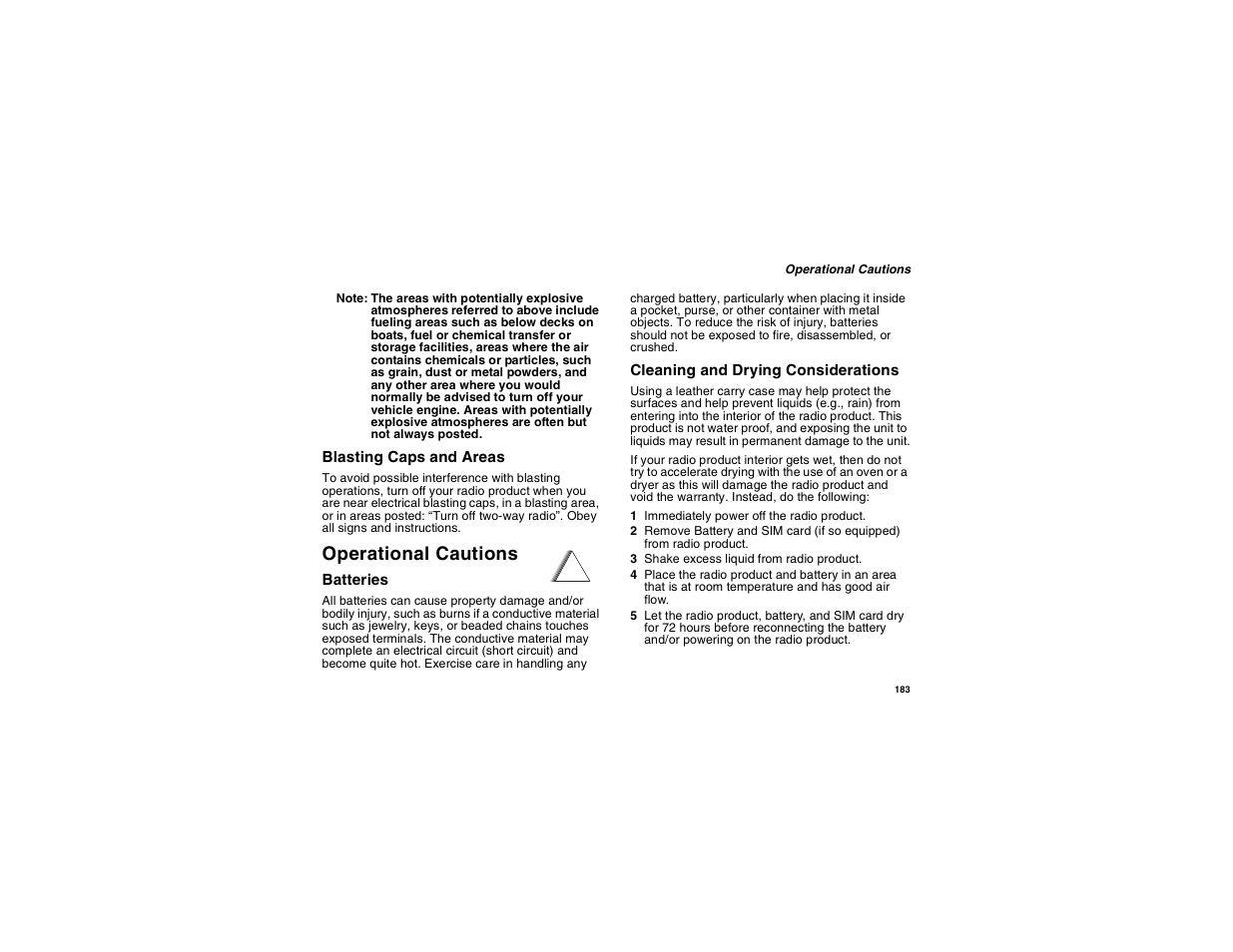 Operational cautions | Motorola i275 User Manual | Page 193 / 207