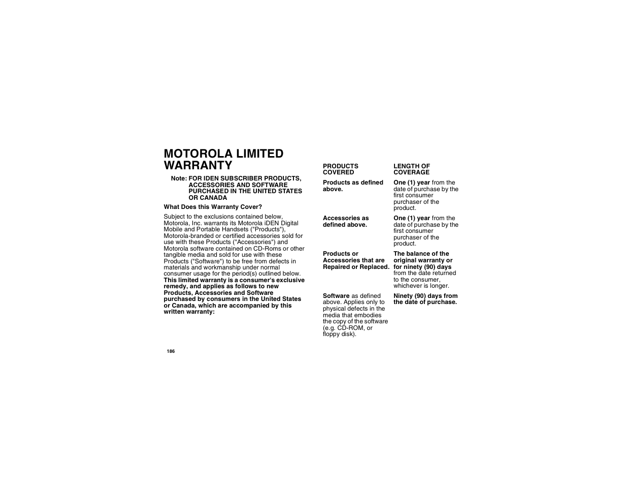 Motorola limited warranty | Motorola i275 User Manual | Page 196 / 207