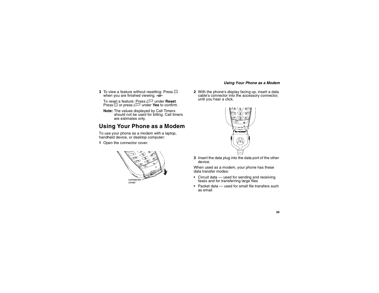 Using your phone as a modem | Motorola i275 User Manual | Page 69 / 207