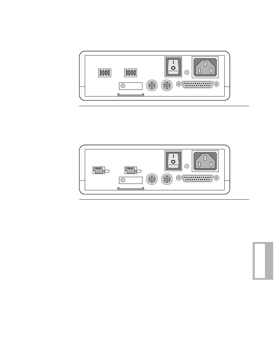 3266 modem rear panel—view b, 3266 modem rear panel—view c | Motorola and V.32bis User Manual | Page 197 / 240