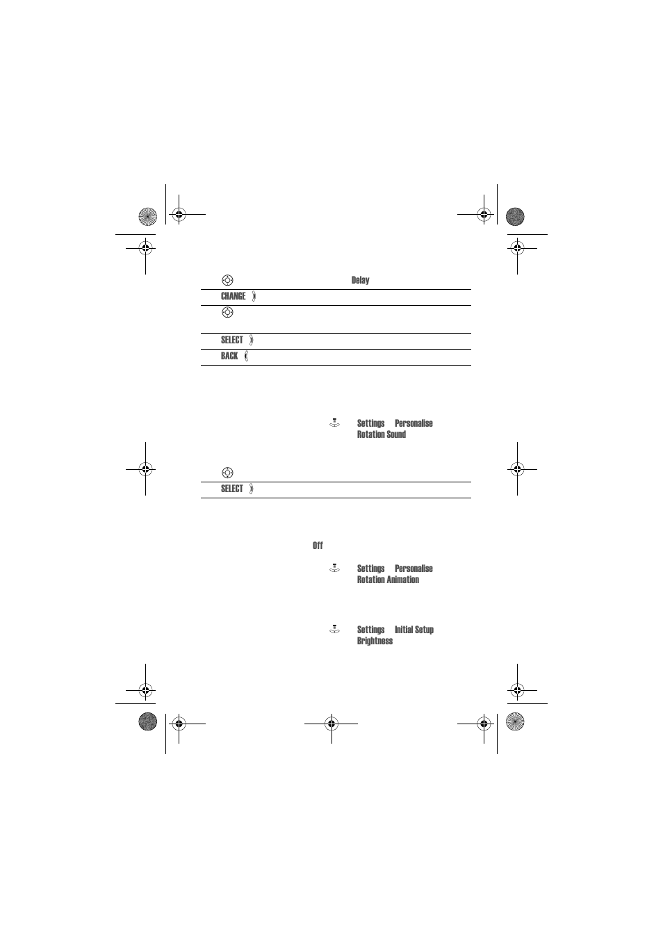 Setting rotation sound, Setting rotation animation, Setting display brightness | Motorola V80 User Manual | Page 67 / 108