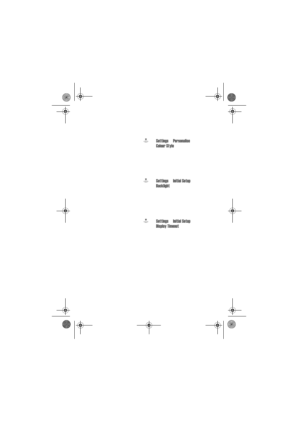 Setting display colour, Adjusting the backlight, Setting display timeout | Motorola V80 User Manual | Page 68 / 108