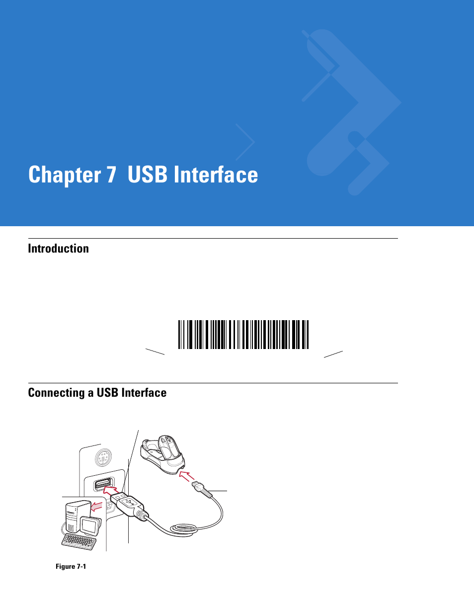 Usb interface, Introduction, Connecting a usb interface | Chapter 7: usb interface, Introduction -1 connecting a usb interface -1, Chapter 7, usb interface, Chapter 7 usb interface | Motorola LS3478 User Manual | Page 105 / 336