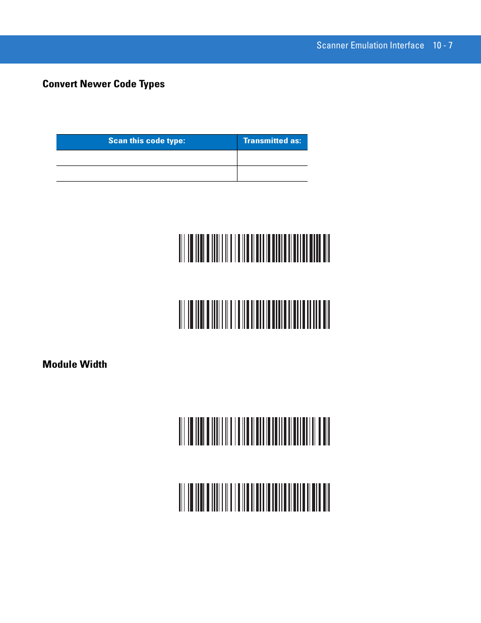 Convert newer code types, Module width, Convert newer code types -7 module width -7 | Motorola LS3478 User Manual | Page 145 / 336