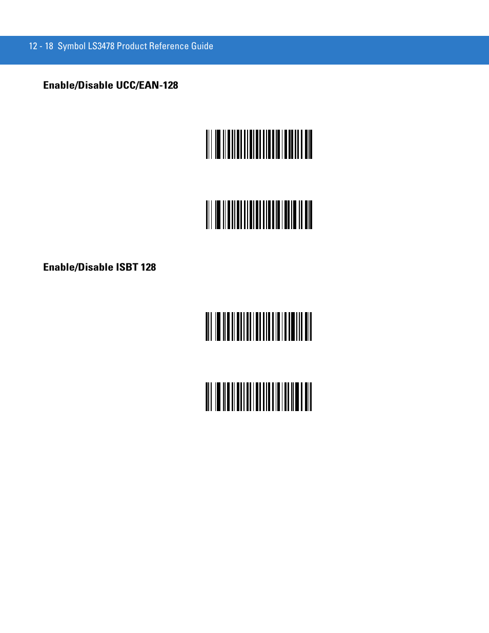 Enable/disable ucc/ean-128, Enable/disable isbt 128 | Motorola LS3478 User Manual | Page 172 / 336