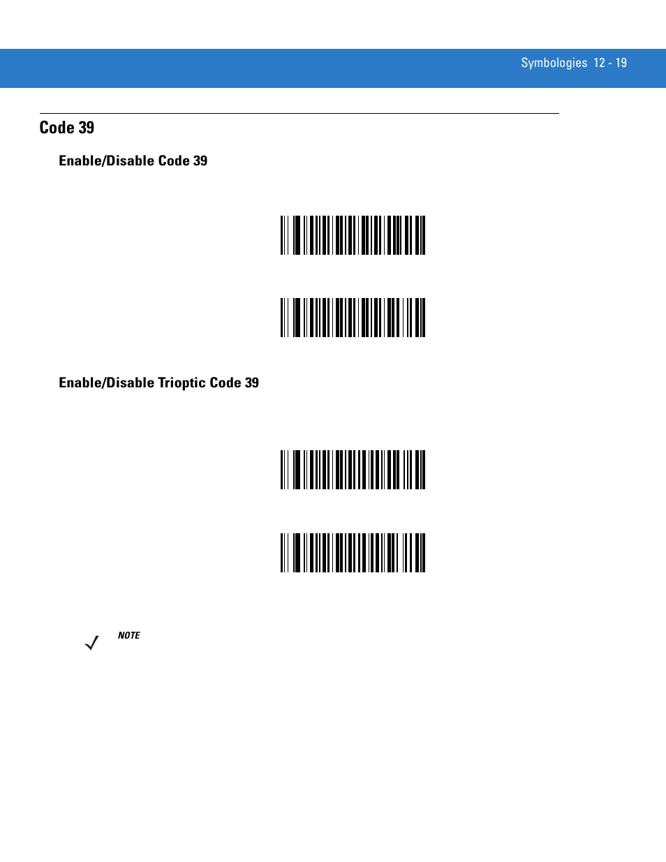 Code 39, Enable/disable code 39, Enable/disable trioptic code 39 | Code 39 -19 | Motorola LS3478 User Manual | Page 173 / 336