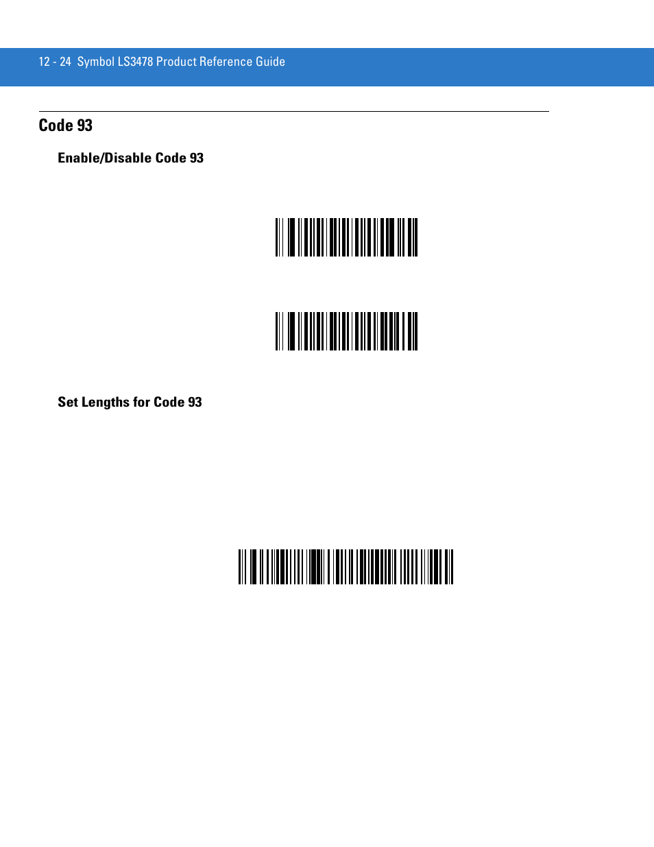 Code 93, Enable/disable code 93, Set lengths for code 93 | Code 93 -24 | Motorola LS3478 User Manual | Page 178 / 336