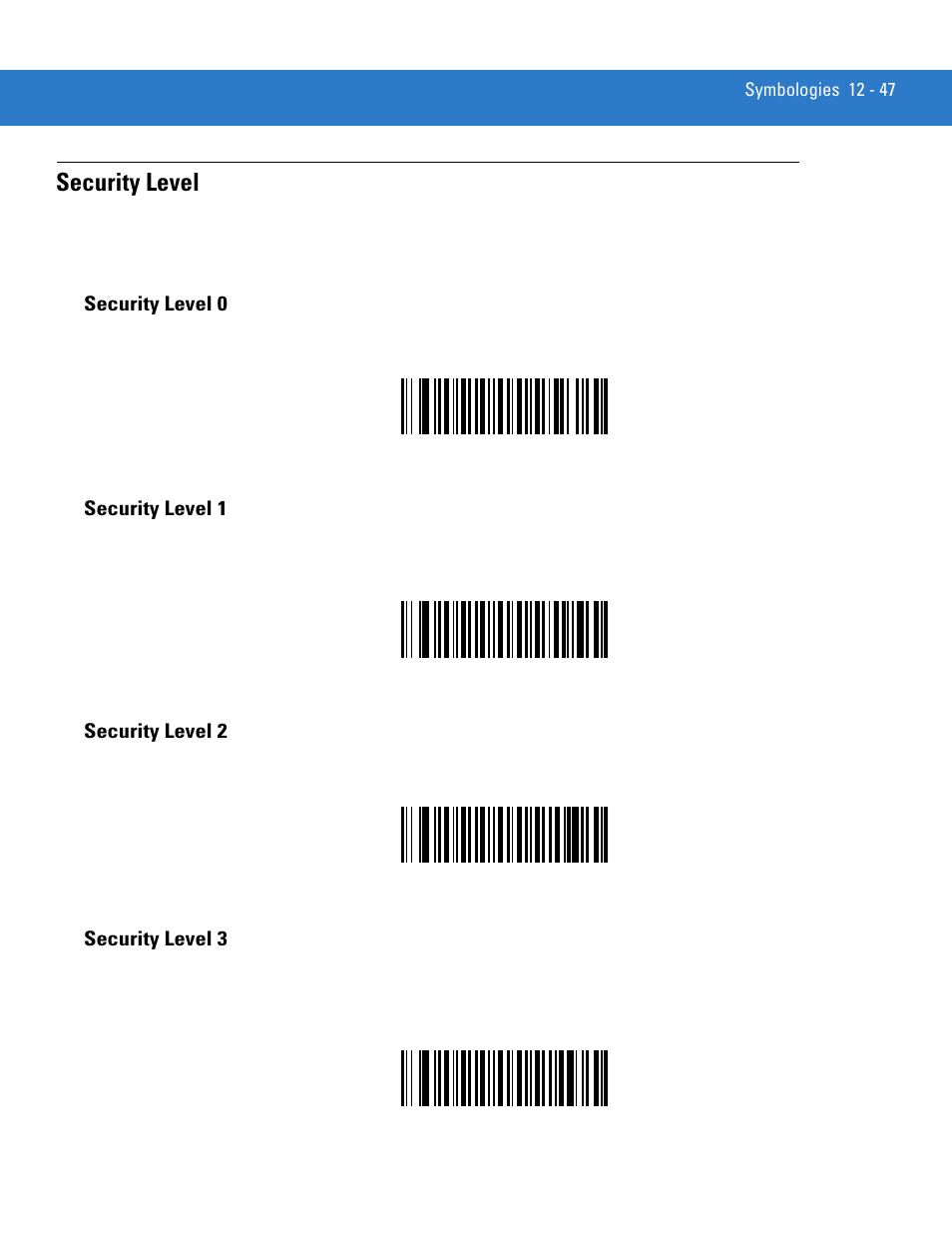 Security level, Security level 0, Security level 1 | Security level 2, Security level 3, Security level -47 | Motorola LS3478 User Manual | Page 201 / 336