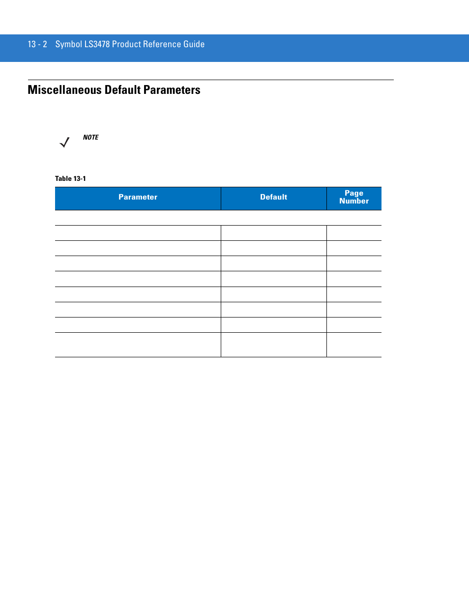 Miscellaneous default parameters, Miscellaneous default parameters -2 | Motorola LS3478 User Manual | Page 204 / 336