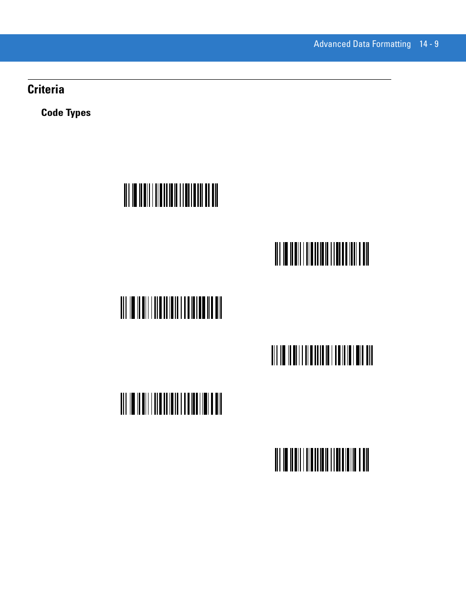 Criteria, Code types, Criteria -9 | Code types -9 | Motorola LS3478 User Manual | Page 219 / 336