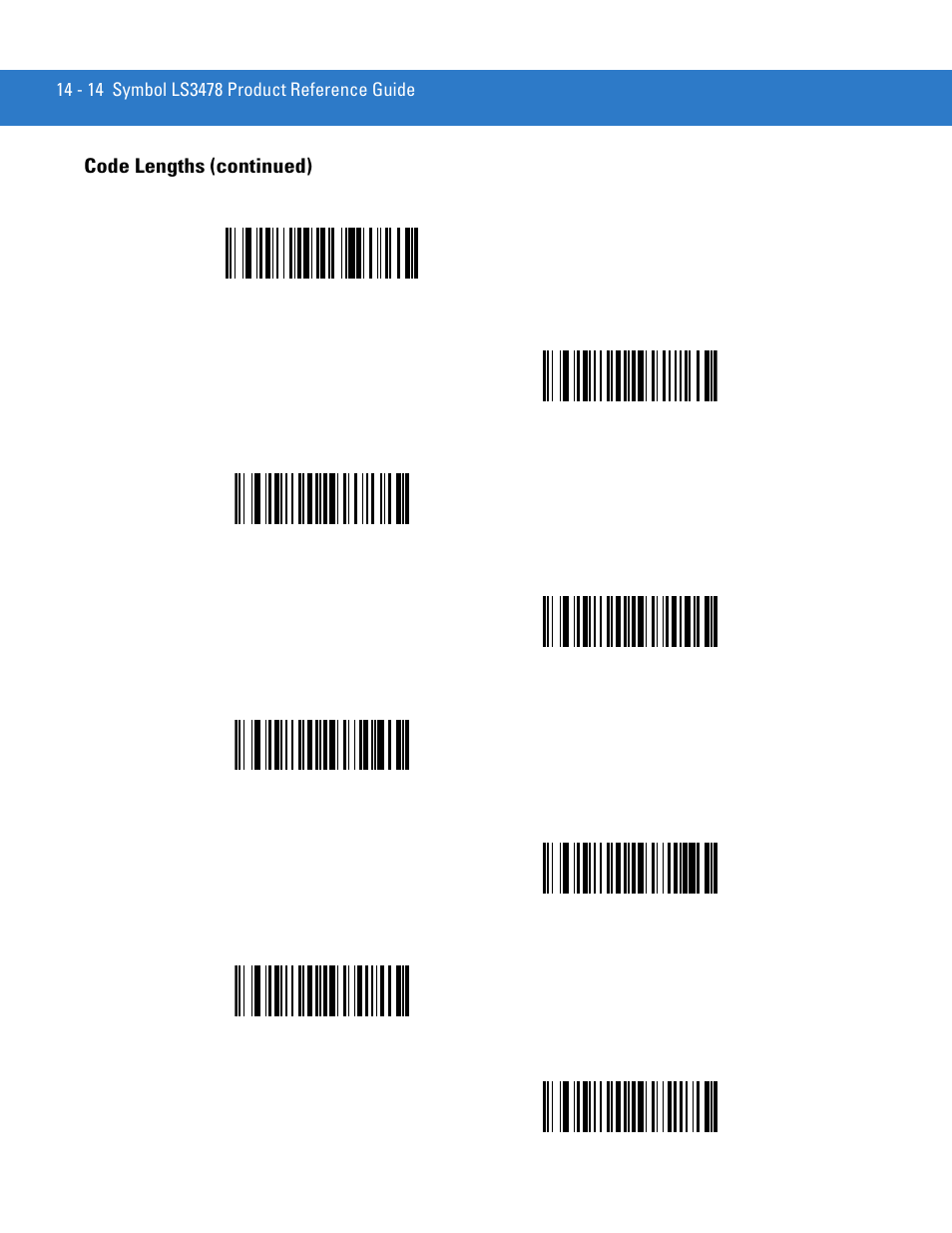 Code lengths (continued) | Motorola LS3478 User Manual | Page 224 / 336