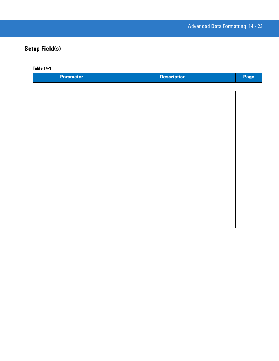 Setup field(s), Setup field(s) -23 | Motorola LS3478 User Manual | Page 233 / 336