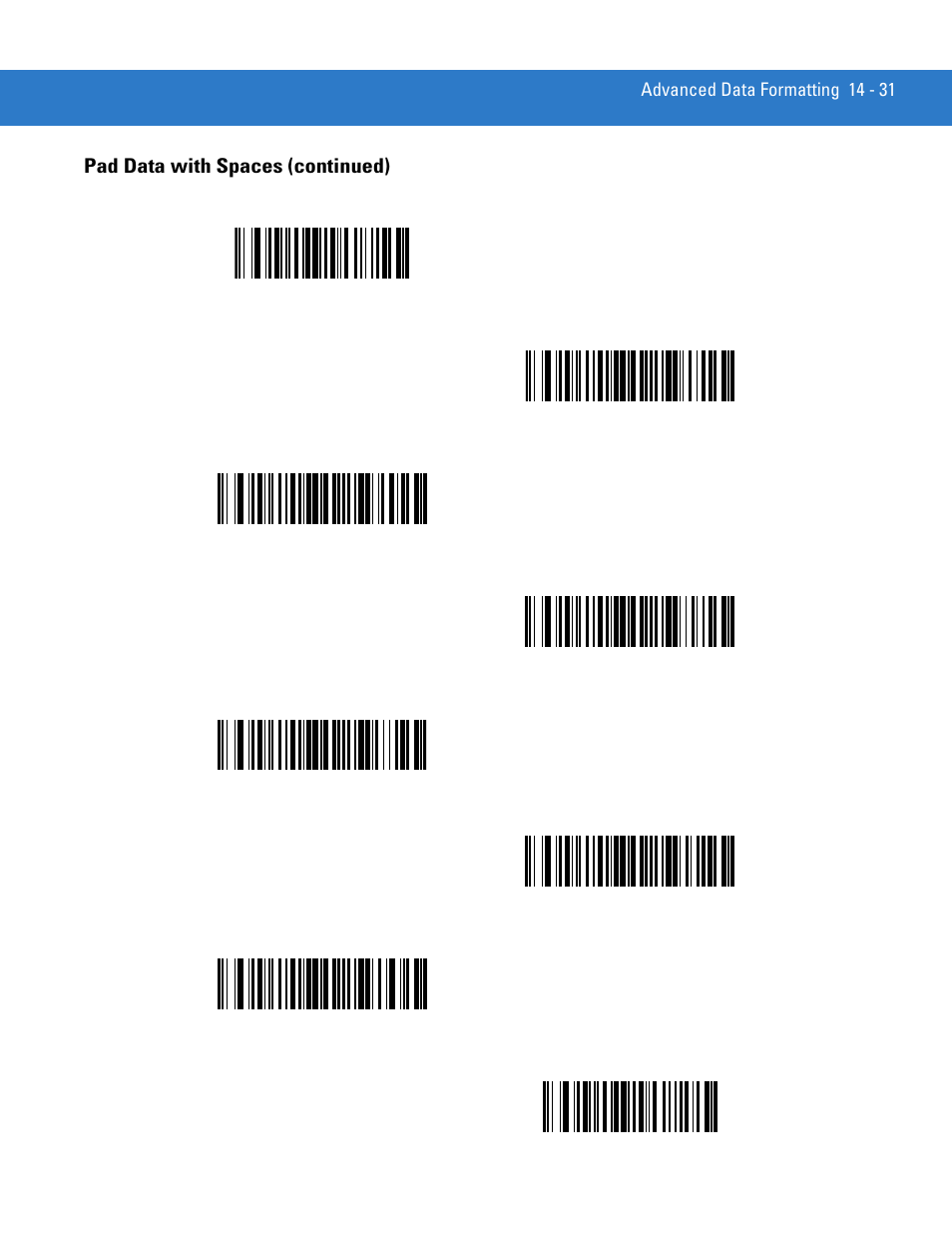 Pad data with spaces (continued) | Motorola LS3478 User Manual | Page 241 / 336