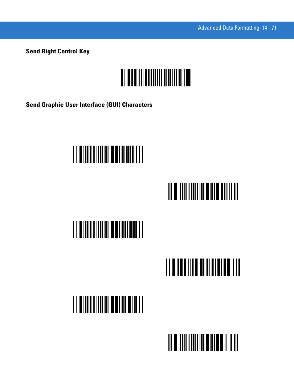 Send right control key, Send graphic user interface (gui) characters | Motorola LS3478 User Manual | Page 281 / 336