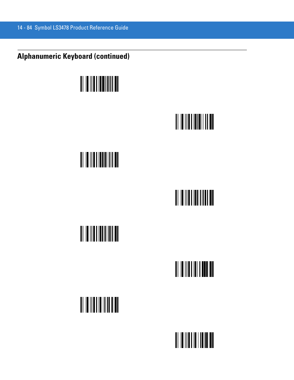 Alphanumeric keyboard (continued) | Motorola LS3478 User Manual | Page 294 / 336