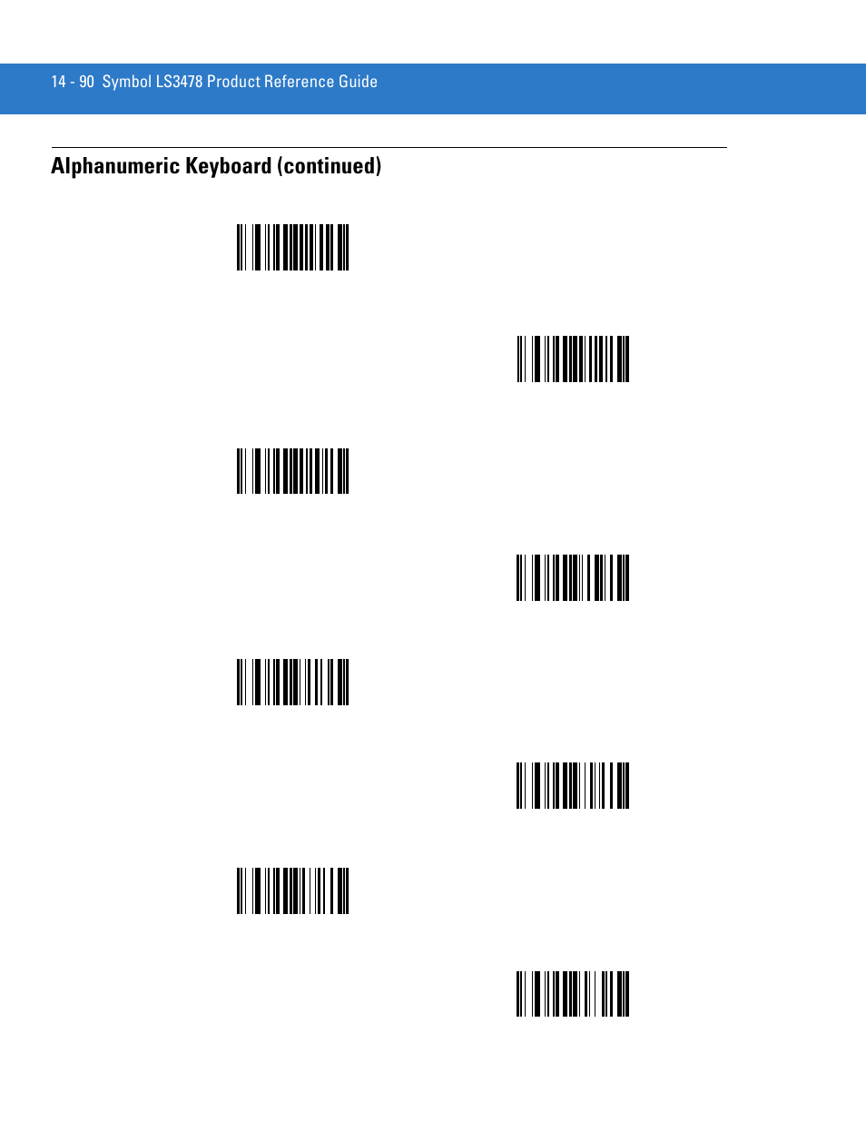 Alphanumeric keyboard (continued) | Motorola LS3478 User Manual | Page 300 / 336