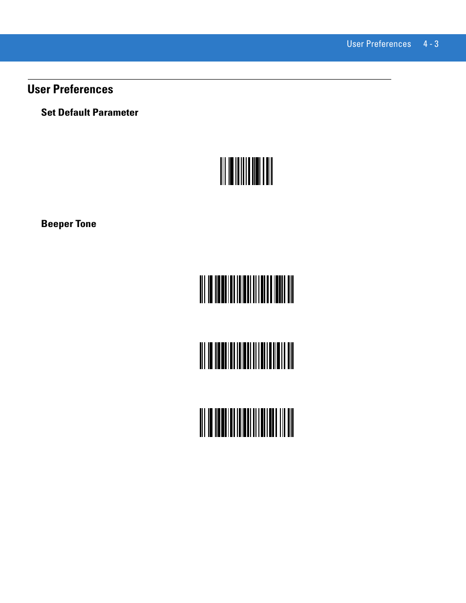 User preferences, Set default parameter, Beeper tone | User preferences -3, Set default parameter -3 beeper tone -3, Set default | Motorola LS3478 User Manual | Page 47 / 336