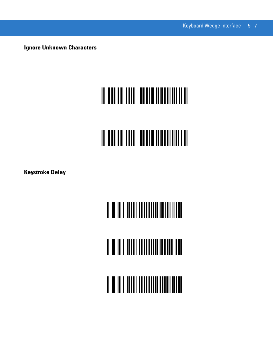 Ignore unknown characters, Keystroke delay, Ignore unknown characters -7 keystroke delay -7 | Motorola LS3478 User Manual | Page 63 / 336