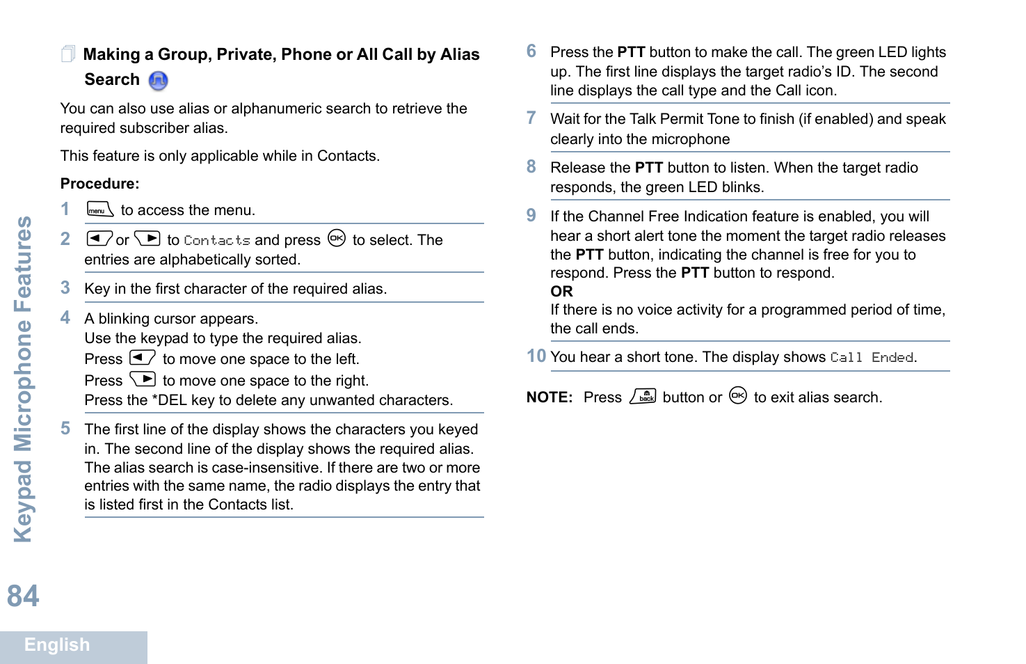 Keyp ad mic rophone fe ature s | Motorola XPR 4580 User Manual | Page 96 / 121