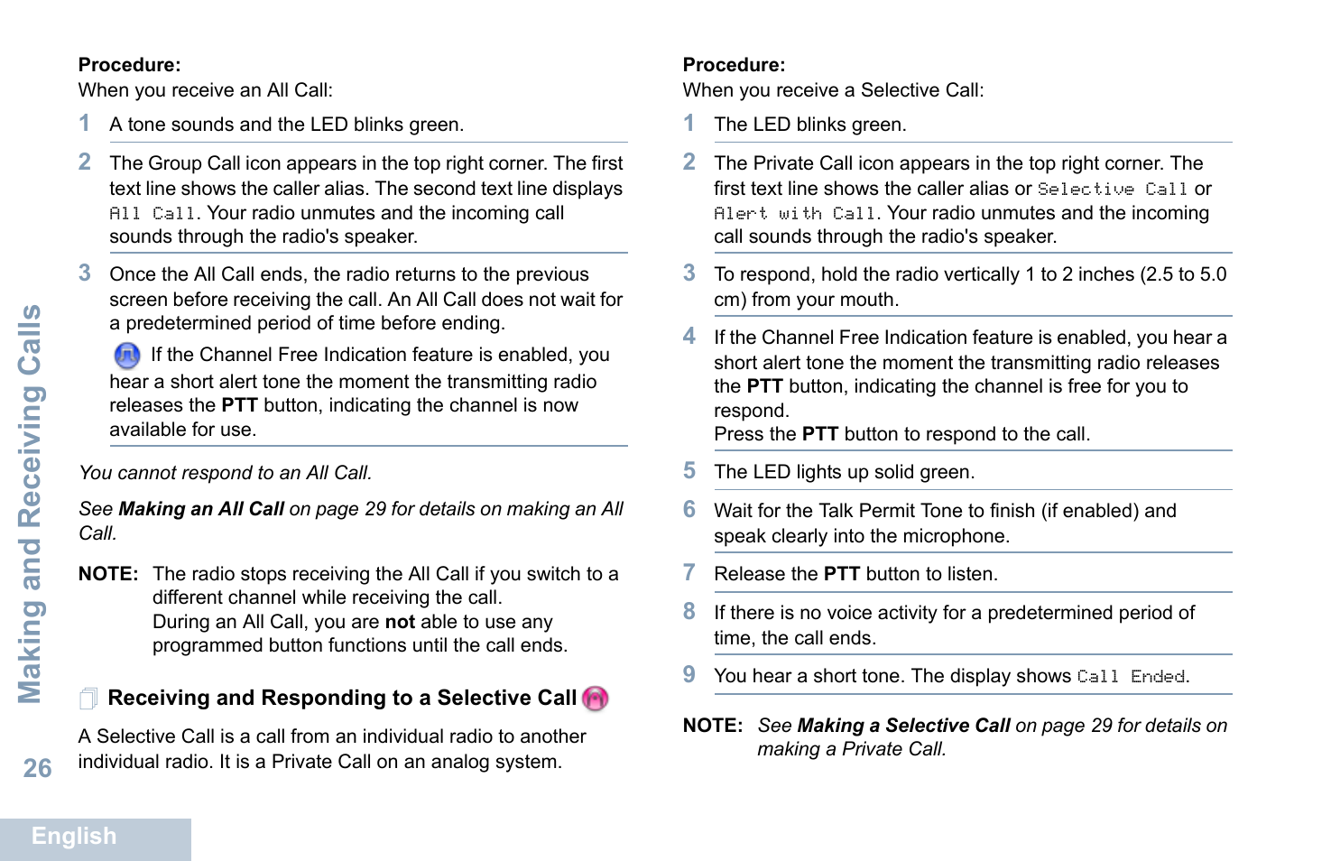 Receiving and responding to a selective call, Making and receiving calls | Motorola XPR 7550 User Manual | Page 38 / 120