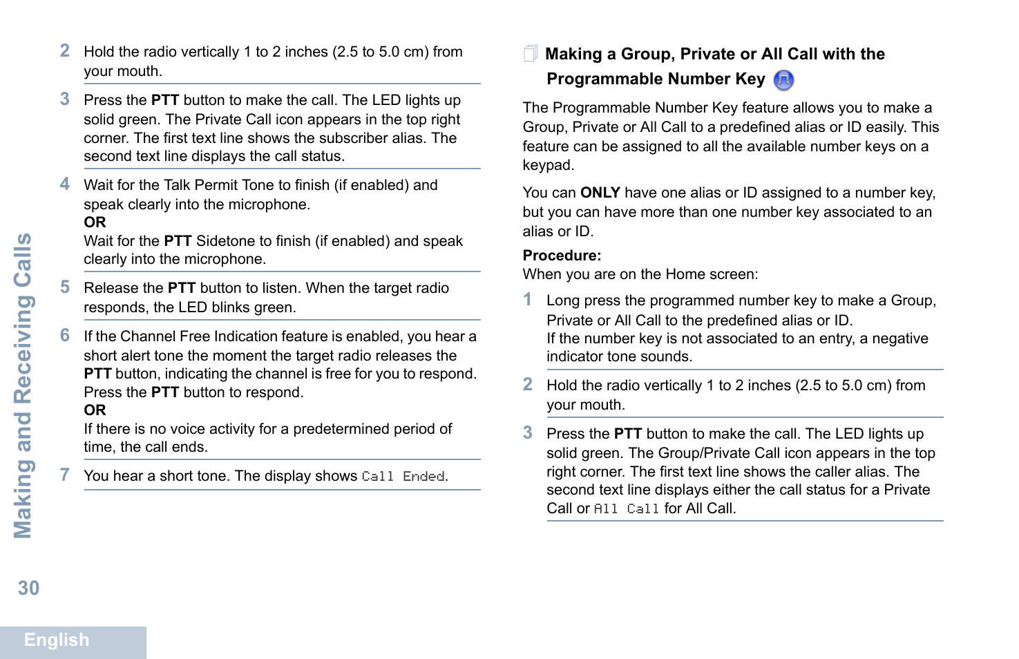 Making and receiving calls | Motorola XPR 7550 User Manual | Page 42 / 120