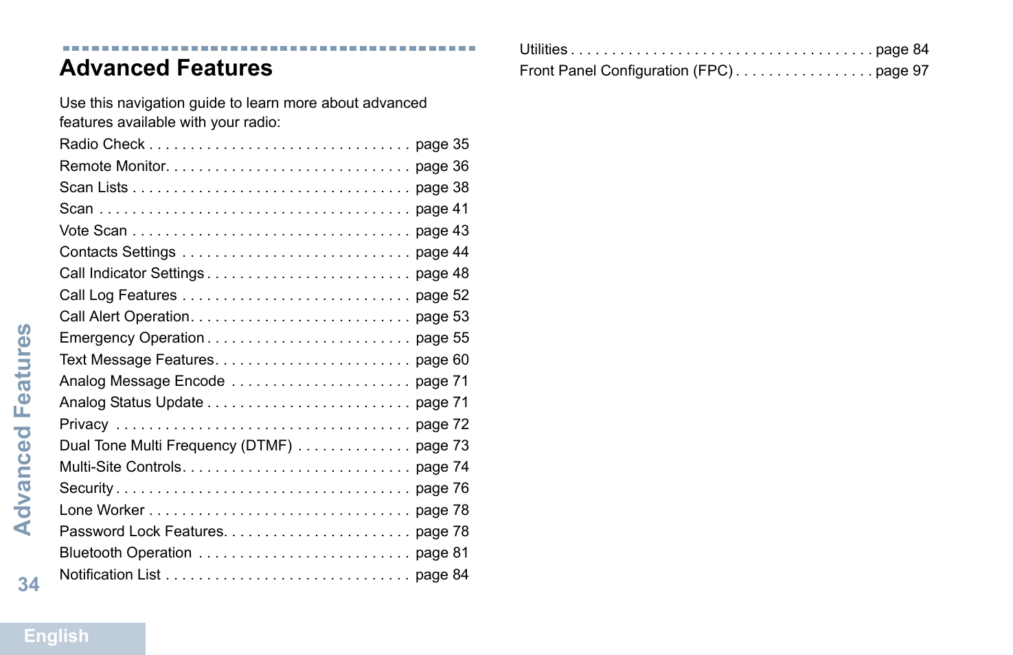 Advanced features | Motorola XPR 7550 User Manual | Page 46 / 120