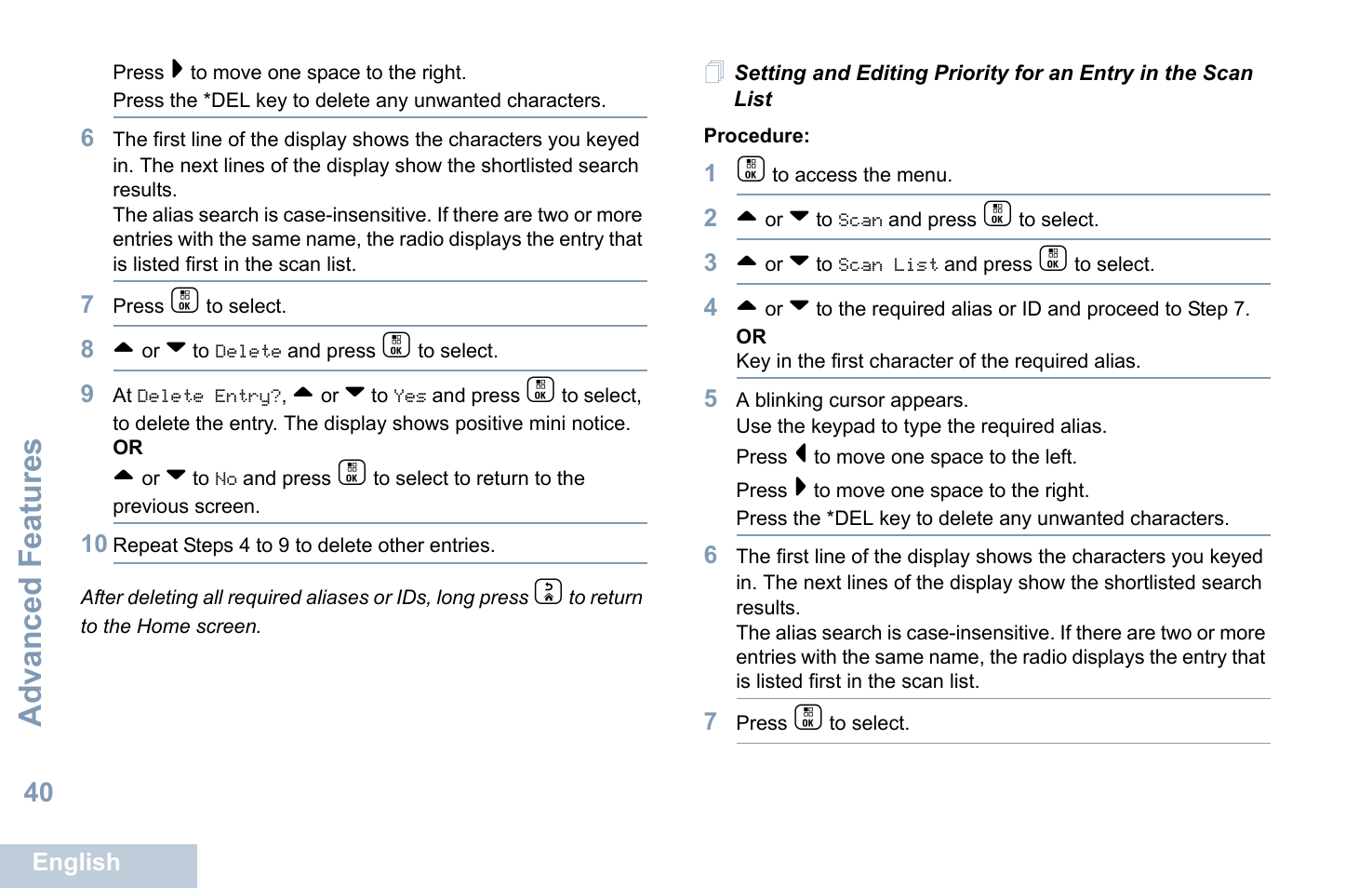 Advanced features | Motorola XPR 7550 User Manual | Page 52 / 120