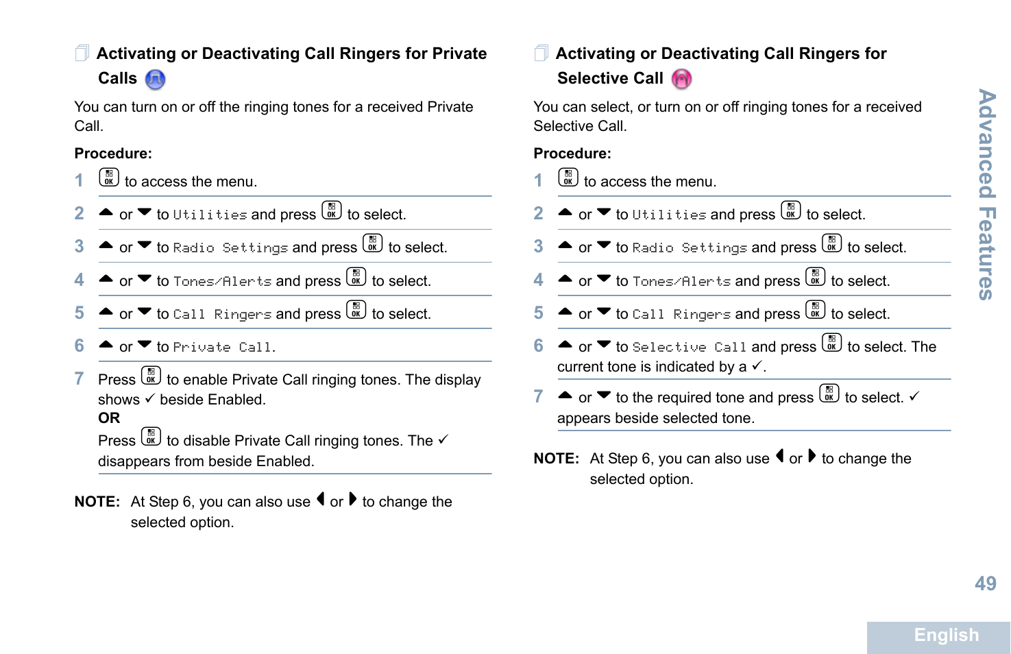 Advanced features | Motorola XPR 7550 User Manual | Page 61 / 120