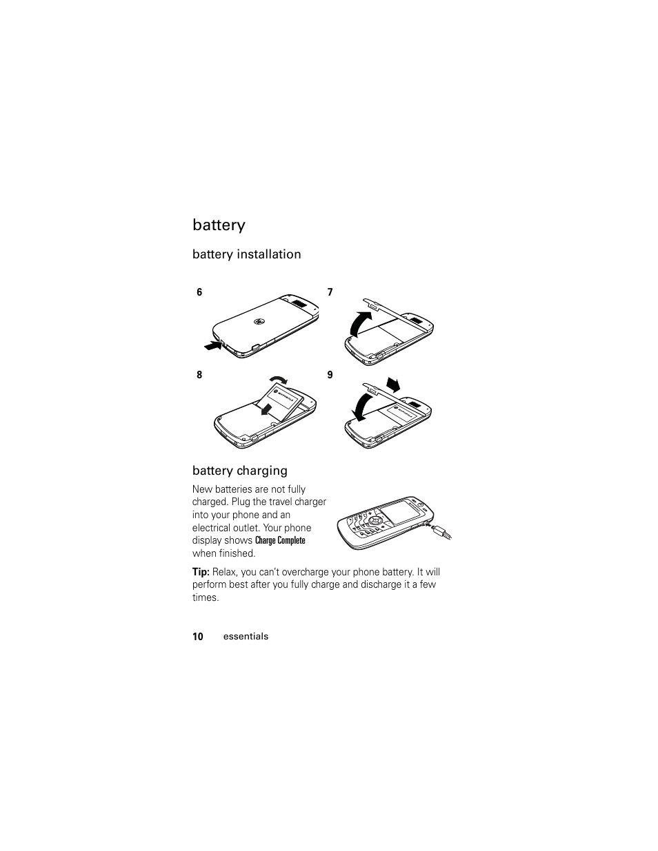 Battery | Motorola L2 GSM User Manual | Page 12 / 92