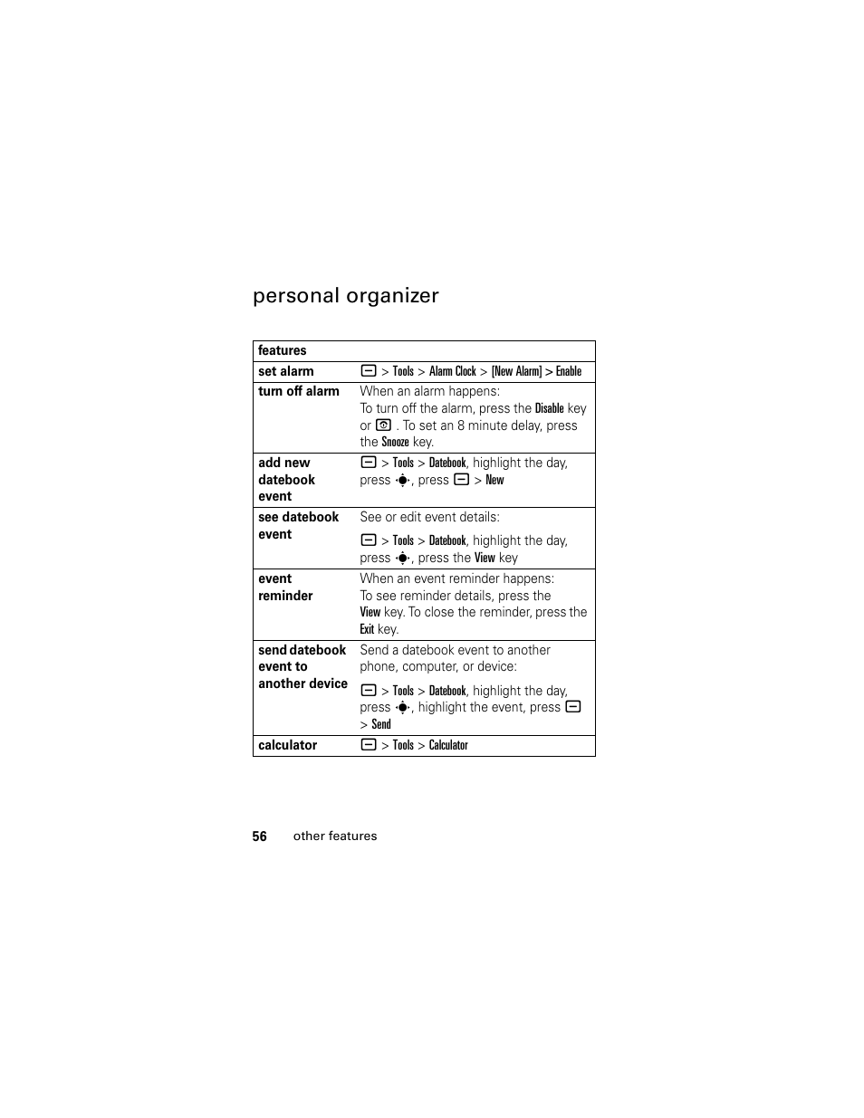 Personal organizer | Motorola L2 GSM User Manual | Page 58 / 92