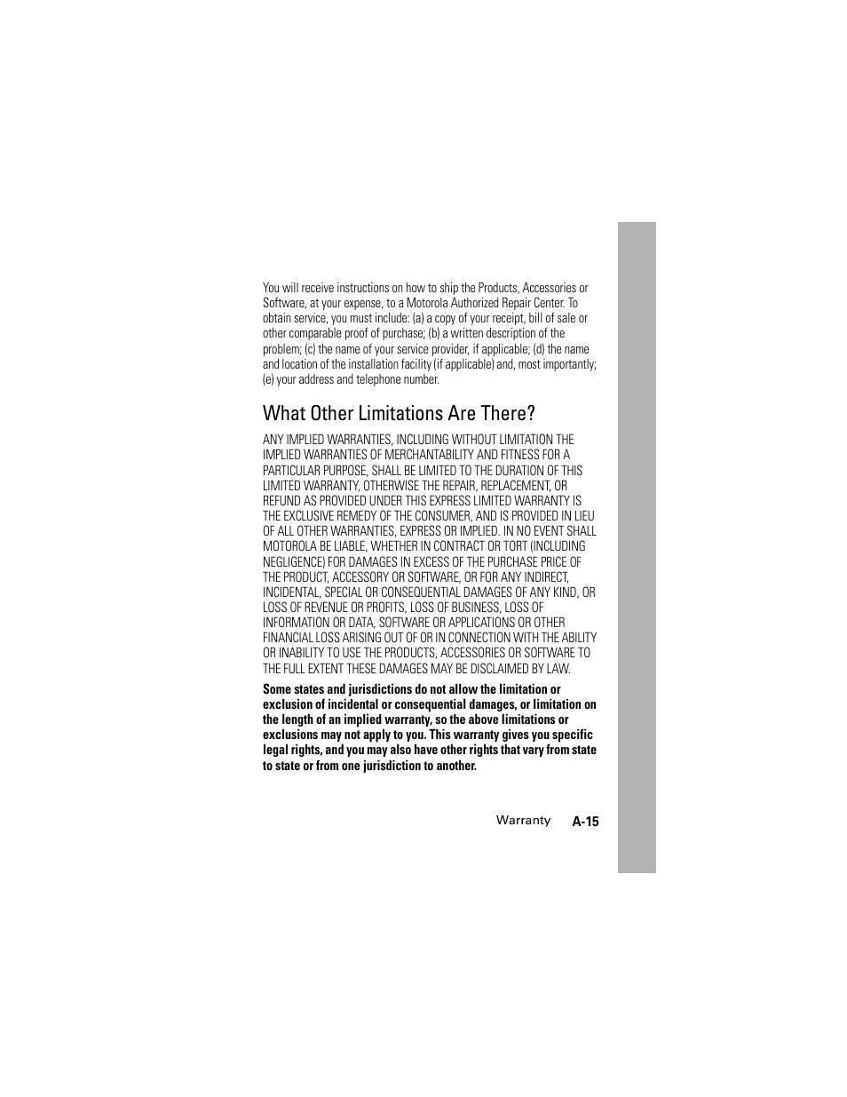 What other limitations are there | Motorola L2 GSM User Manual | Page 83 / 92