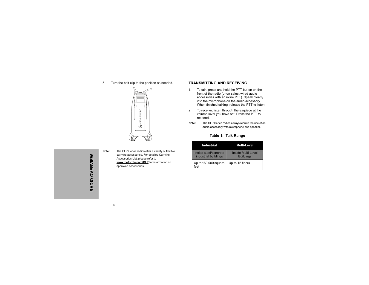 Transmitting and receiving | Motorola CLP1010 User Manual | Page 14 / 52