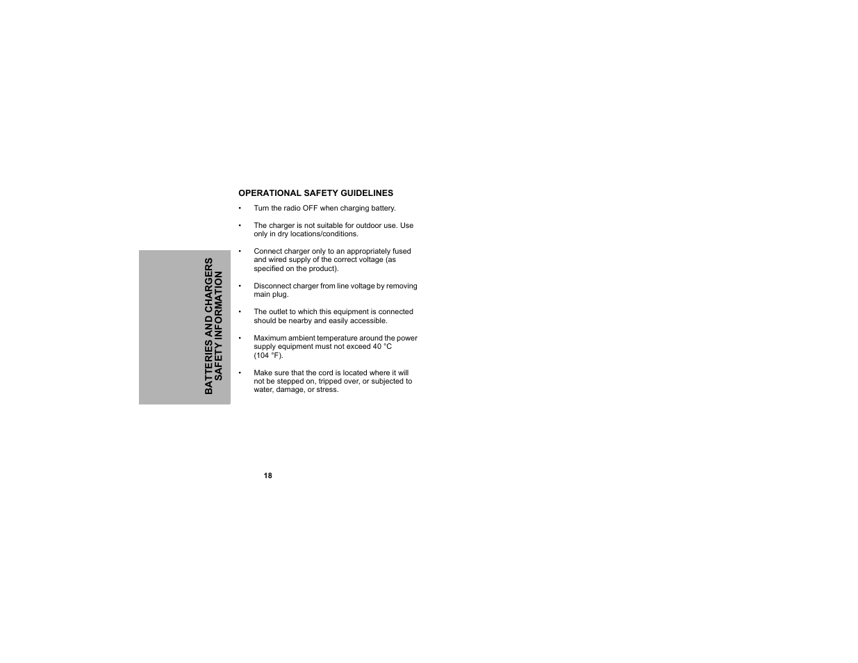 Operational safety guidelines | Motorola CLP1010 User Manual | Page 26 / 52