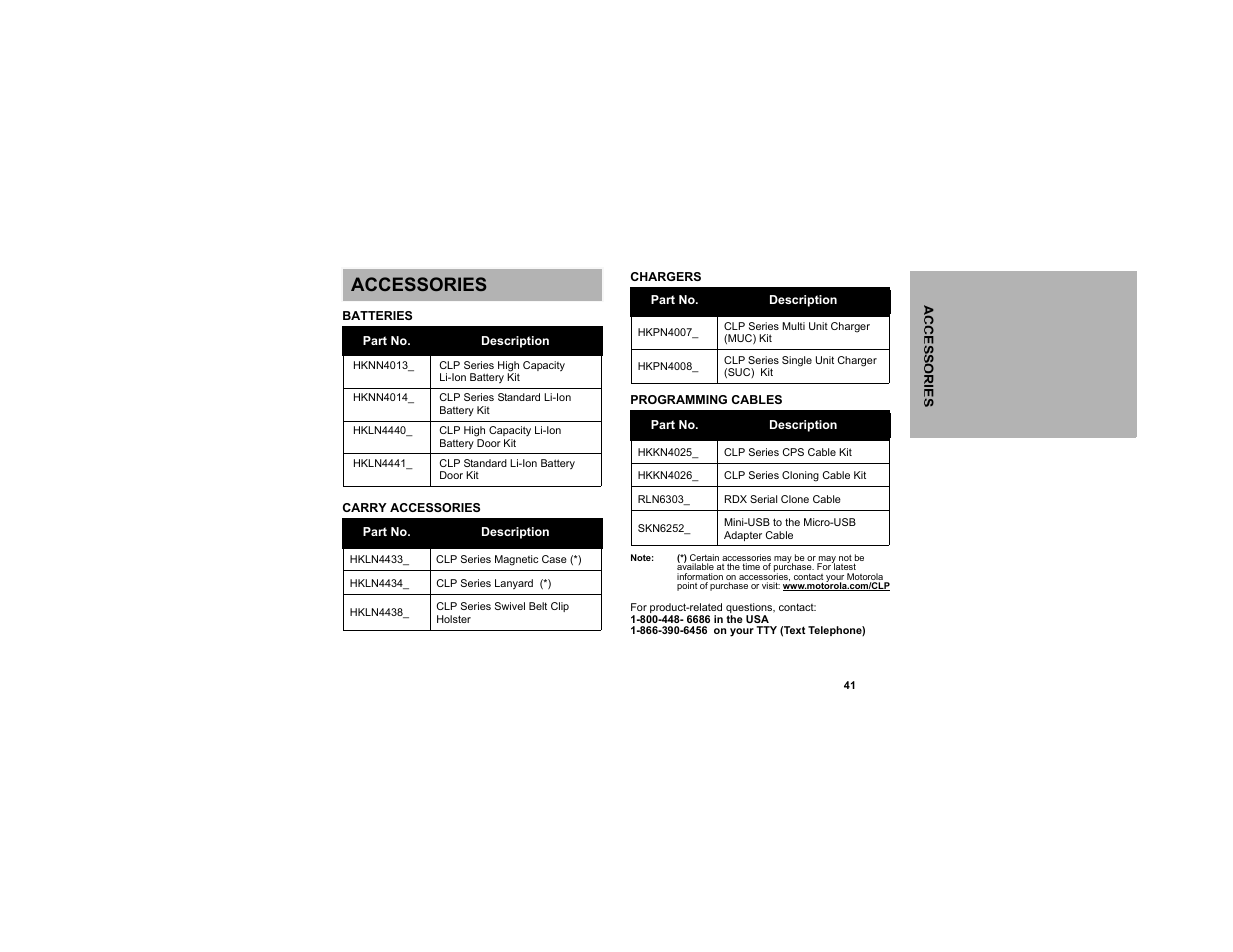 Accessories | Motorola CLP1010 User Manual | Page 49 / 52