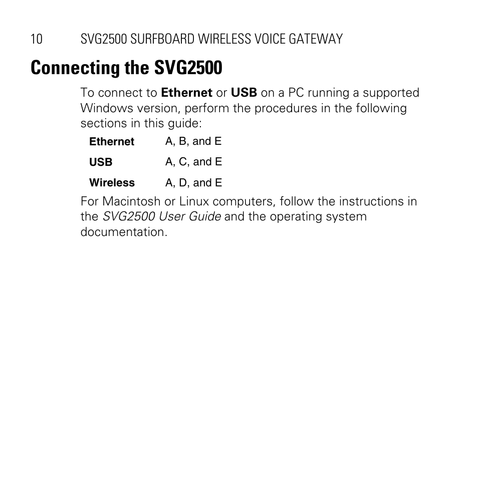 Connecting the svg2500 | Motorola SVG2500 User Manual | Page 10 / 32