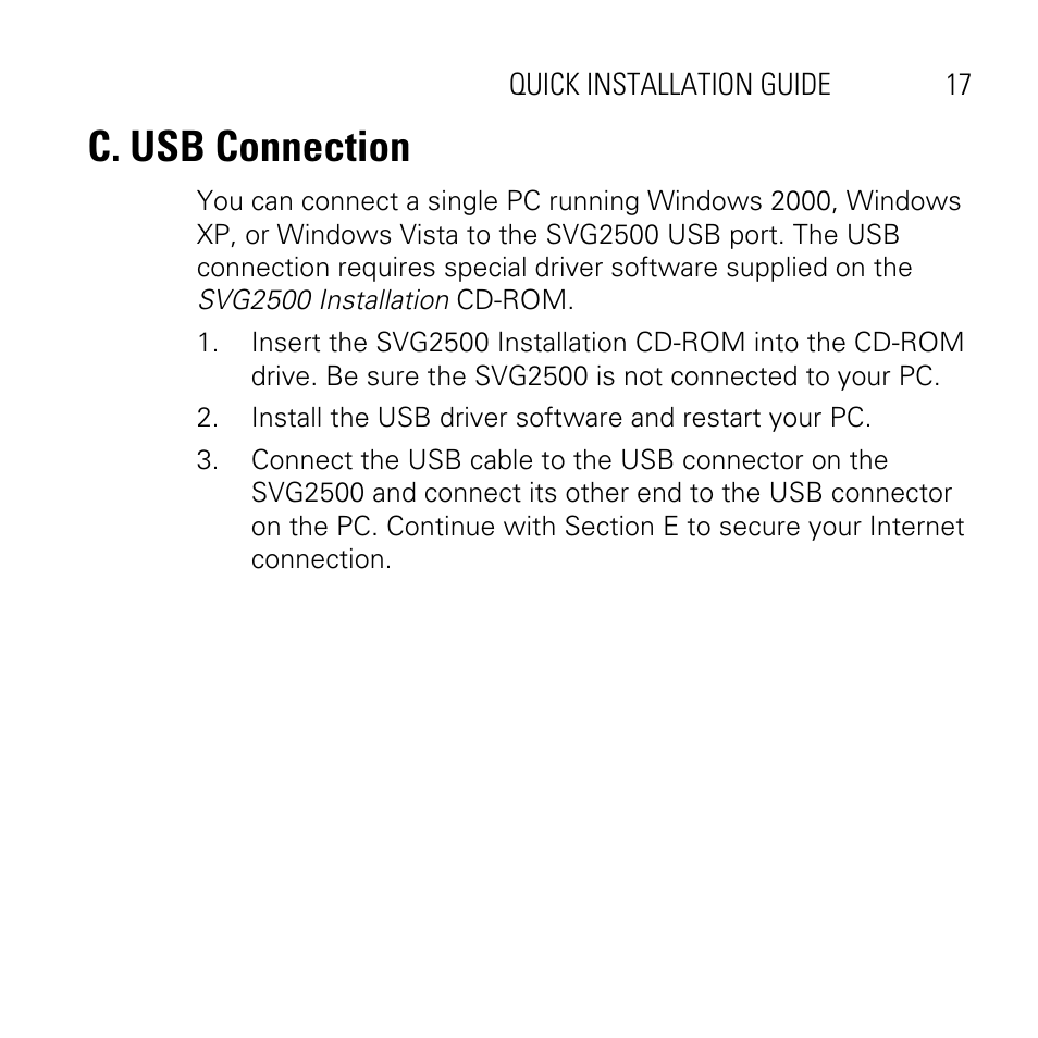 C. usb connection | Motorola SVG2500 User Manual | Page 17 / 32