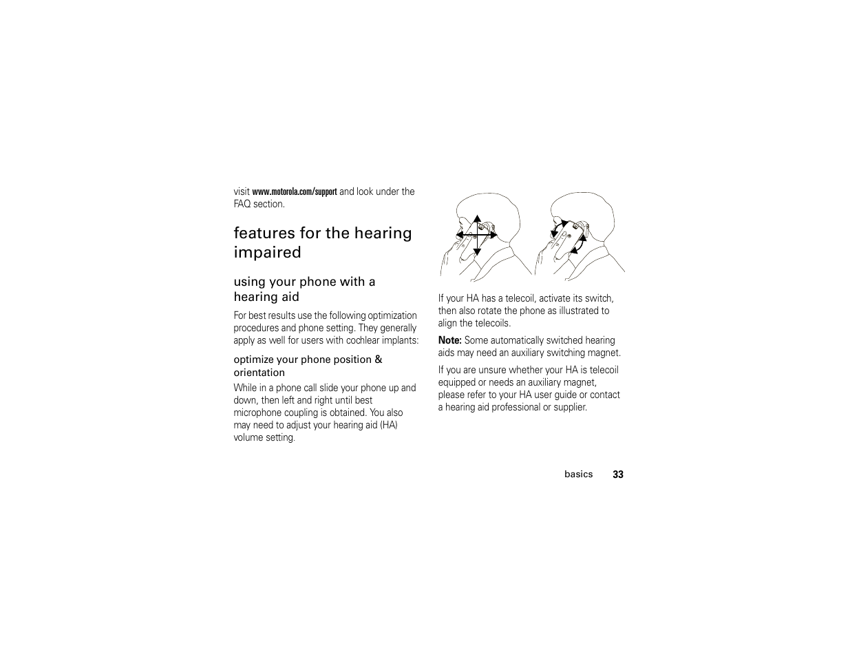 Features for the hearing impaired | Motorola I296 User Manual | Page 37 / 92