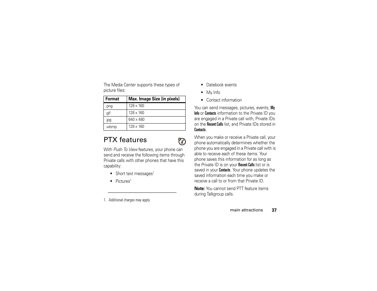 Ptx features | Motorola I296 User Manual | Page 41 / 92