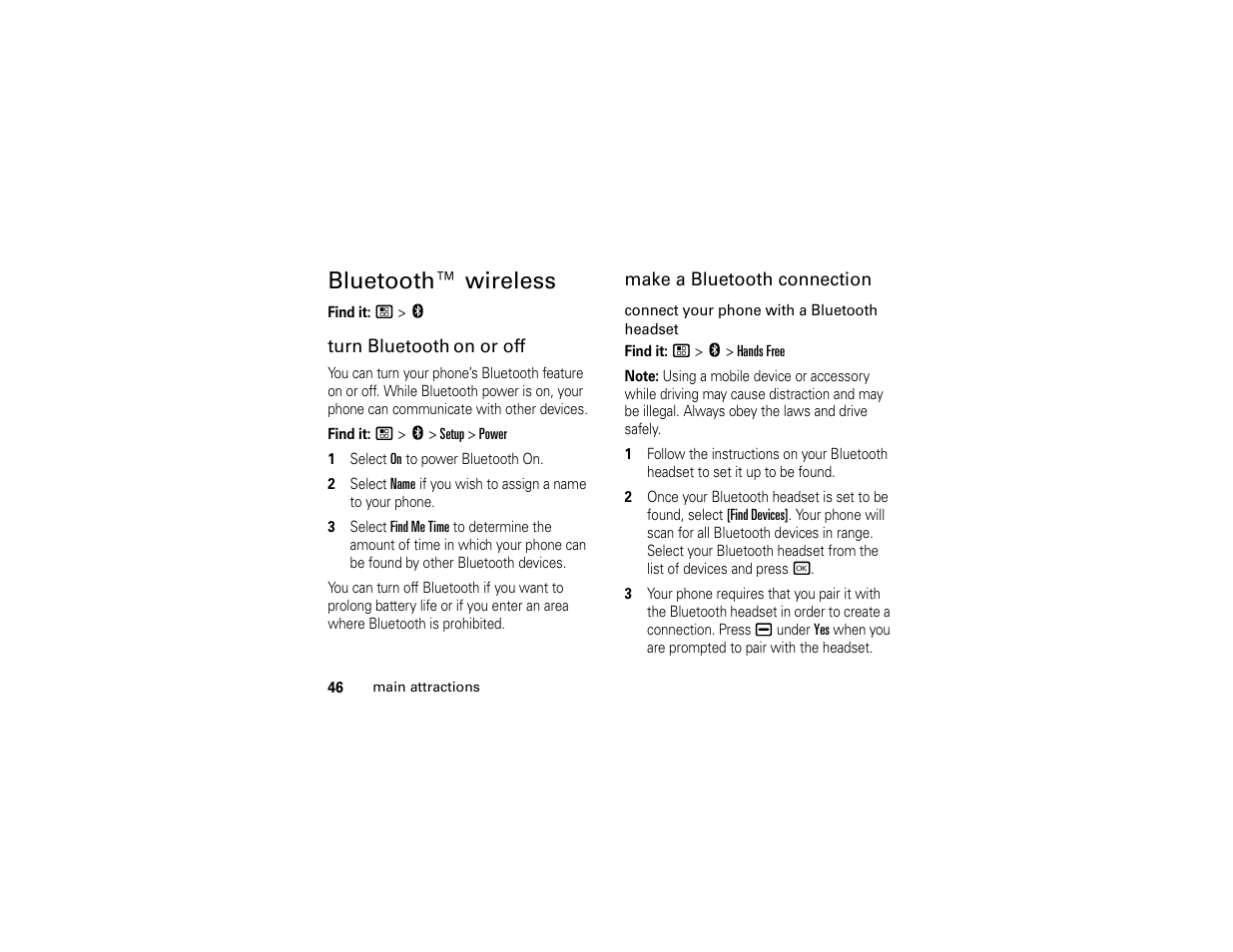 Bluetooth™ wireless, Bluetooth | Motorola I296 User Manual | Page 50 / 92