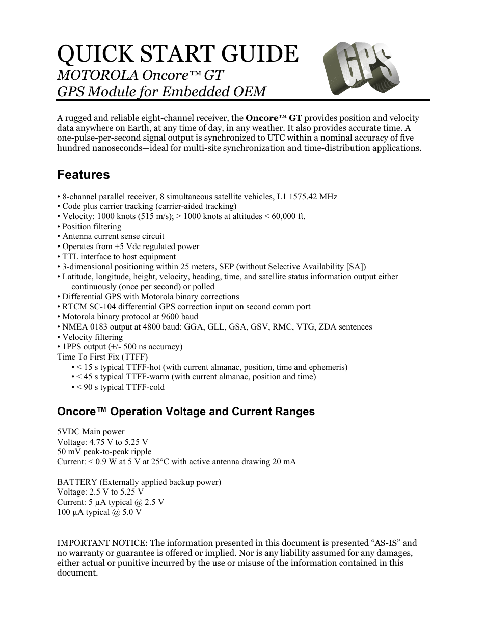 Motorola Oncore GT User Manual | 7 pages